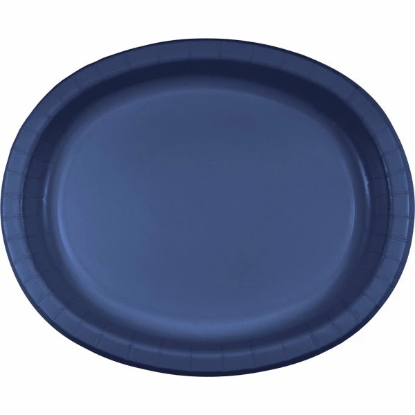 Creative Converting Navy Oval Platter 10" X 12", 8 Ct Solid Color Tableware