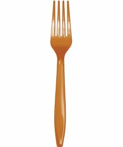 Creative Converting Pumpkin Spice Orange Plastic Forks, 24 Ct