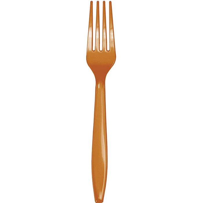 Creative Converting Pumpkin Spice Orange Plastic Forks, 24 Ct