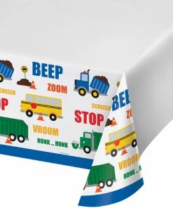 Creative Converting Kids Birthday Party Themes Traffic Jam Plastic Tablecover 48" X 88"