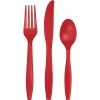 Creative Converting Classic Red Assorted Plastic Cutlery, 24 Ct Solid Color Tableware