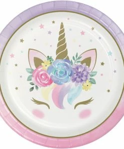 Creative Converting Unicorn Baby Shower Paper Plates, Pack Of 8