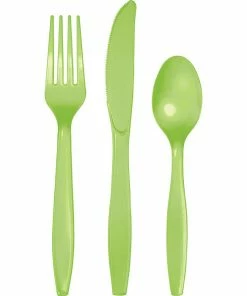 Creative Converting Fresh Lime Green Assorted Plastic Cutlery, 24 Ct Solid Color Tableware