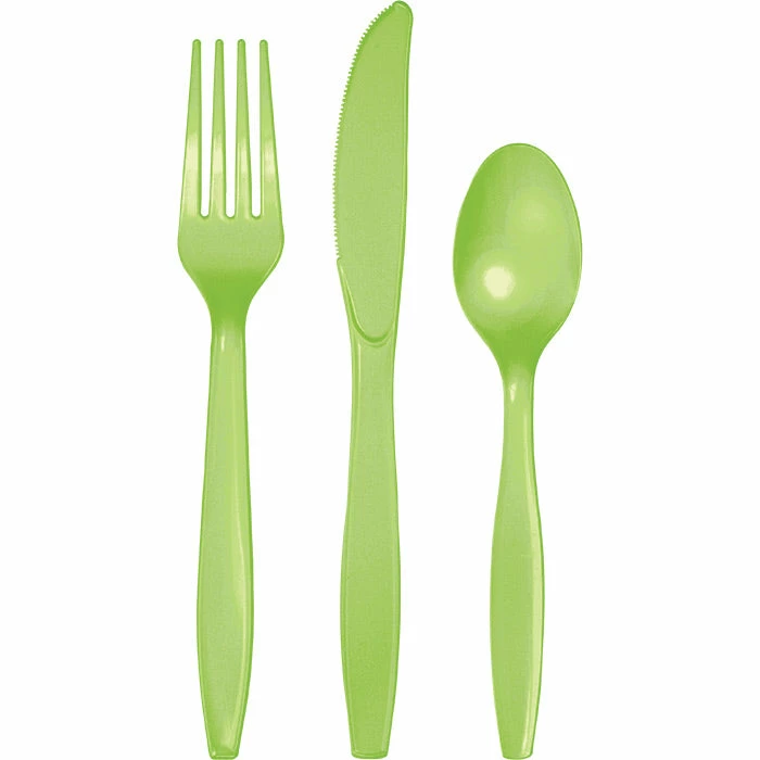 Creative Converting Fresh Lime Green Assorted Plastic Cutlery, 24 Ct Solid Color Tableware
