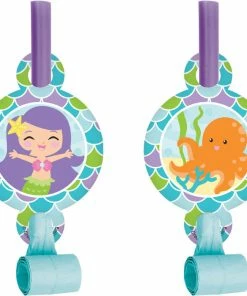 Creative Converting Mermaid Friends Blowouts W/Med, 8 Ct