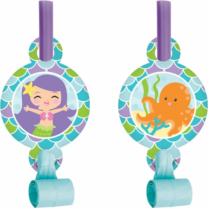 Creative Converting Mermaid Friends Blowouts W/Med, 8 Ct