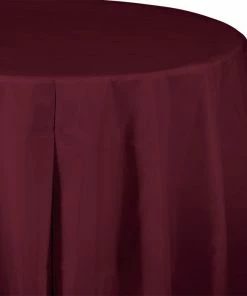 Creative Converting Solid Color Tableware Burgundy Tablecover, Octy Round 82