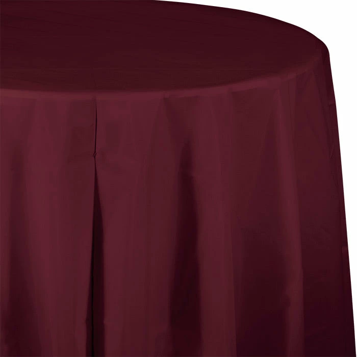 Creative Converting Solid Color Tableware Burgundy Tablecover, Octy Round 82" Plastic