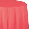 Creative Converting Solid Color Tableware Coral Tablecover, Octy Round 82" Plastic