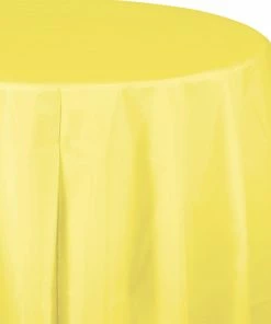 Creative Converting Solid Color Tableware Mimosa Tablecover, Octy Round 82" Plastic