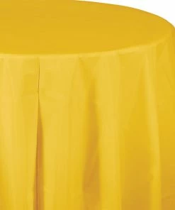 Creative Converting Solid Color Tableware School Bus Yellow Tablecover, Octy Round 82