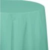 Creative Converting Fresh Mint Tablecover, Octy Round 82" Plastic Solid Color Tableware
