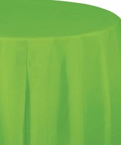 Creative Converting Solid Color Tableware Fresh Lime Tablecover, Octy Round 82" Plastic