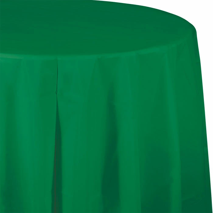 Creative Converting Emerald Green Tablecover, Octy Round 82" Plastic