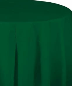 Creative Converting Solid Color Tableware Hunter Green Tablecover, Octy Round 82" Plastic