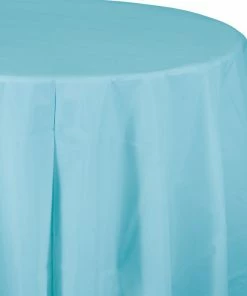 Creative Converting Pastel Blue Tablecover, Octy Round 82" Plastic
