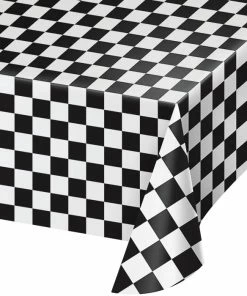 Creative Converting Black Check Tablecover Plastic 54" X 108"
