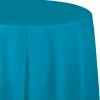 Creative Converting Turquoise Tablecover, Octy Round 82" Plastic
