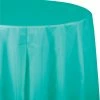 Creative Converting Teal Lagoon Tablecover, Octy Round 82" Plastic Solid Color Tableware