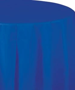 Creative Converting Solid Color Tableware Cobalt Tablecover, Octy Round 82" Plastic