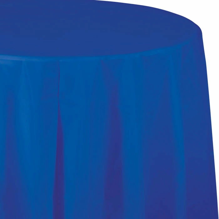 Creative Converting Solid Color Tableware Cobalt Tablecover, Octy Round 82" Plastic