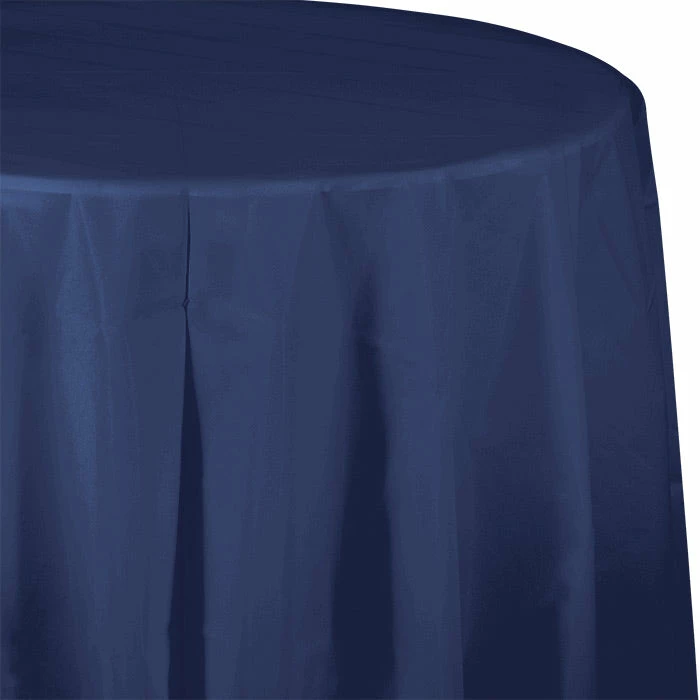 Creative Converting Navy Tablecover, Octy Round 82" Plastic Solid Color Tableware