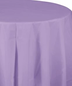 Creative Converting Solid Color Tableware Luscious Lavender Tablecover, Octy Round 82" Plastic