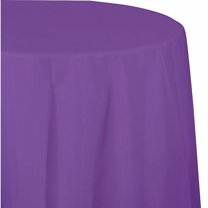 Creative Converting Amethyst Tablecover, Octy Round 82" Plastic Solid Color Tableware