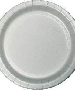 Creative Converting Shimmering Silver Banquet Plates, 24 Ct Solid Color Tableware
