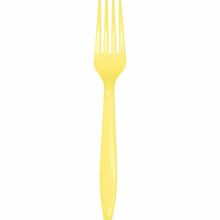 Creative Converting Mimosa Yellow Plastic Forks, 24 Ct Solid Color Tableware
