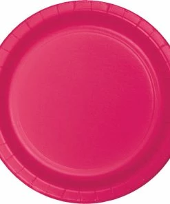Creative Converting Solid Color Tableware Hot Magenta Pink Banquet Plates, 24 Ct