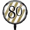 Creative Converting Adult Birthday Party Themes Black & Gold Metallic Balloon 18", '80