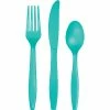 Creative Converting Teal Lagoon Plastic Cutlery Set, 24 Ct