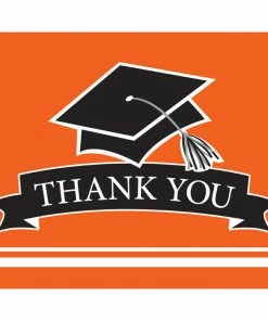 Creative Converting Graduation School Spirit Orange Thank You Notes, 25 Ct Graduation Party Supplies