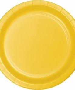 Creative Converting Solid Color Tableware School Bus Yellow Banquet Plates, 24 Ct