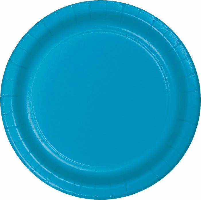 Creative Converting Solid Color Tableware Turquoise Blue Banquet Plates, 24 Ct