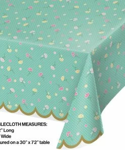Creative Converting Floral Tea Party Plastic Tablecover All Over Print, 54" X 102" Kids Birthday Party Themes
