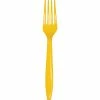 Creative Converting Solid Color Tableware School Bus Yellow Plastic Forks, 24 Ct