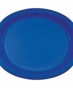 Creative Converting Cobalt Oval Platter 10" X 12", 8 Ct