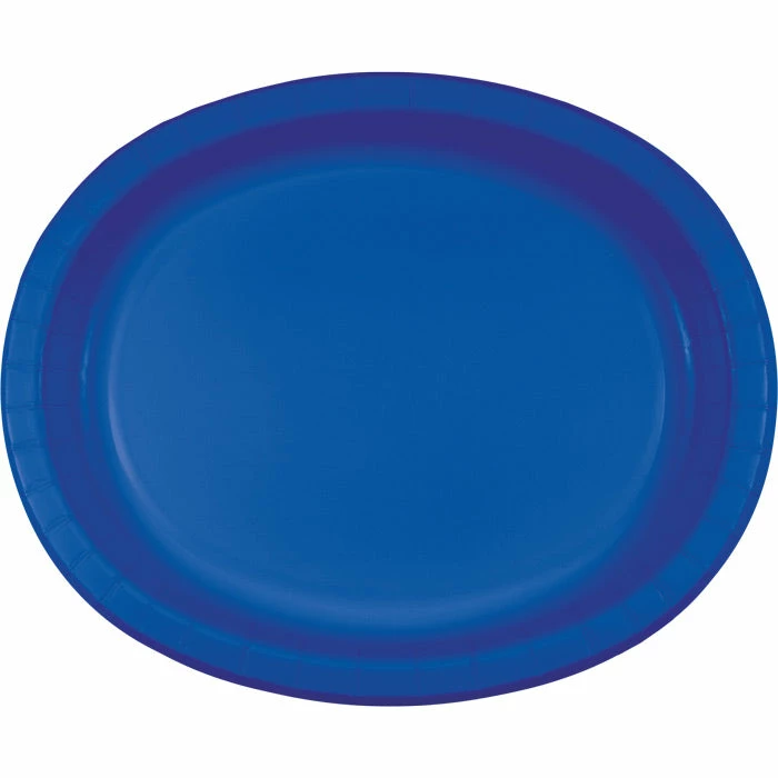 Creative Converting Cobalt Oval Platter 10" X 12", 8 Ct