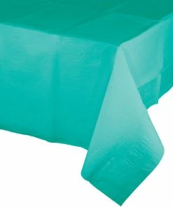 Creative Converting Teal Lagoon Tablecover 54"X 108" Polylined Tissue Solid Color Tableware
