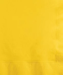 Creative Converting Solid Color Tableware School Bus Yellow Beverage Napkin 2Ply, 200 Ct