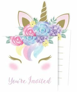 Creative Converting Unicorn Baby Shower Invitations, Pack Of 8 Baby Showers