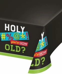 Creative Converting Age Humor Plastic Tablecover All Over Print, 54" X 102"