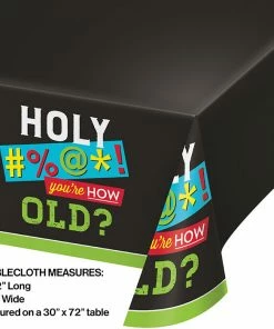 Creative Converting Age Humor Plastic Tablecover All Over Print, 54" X 102"