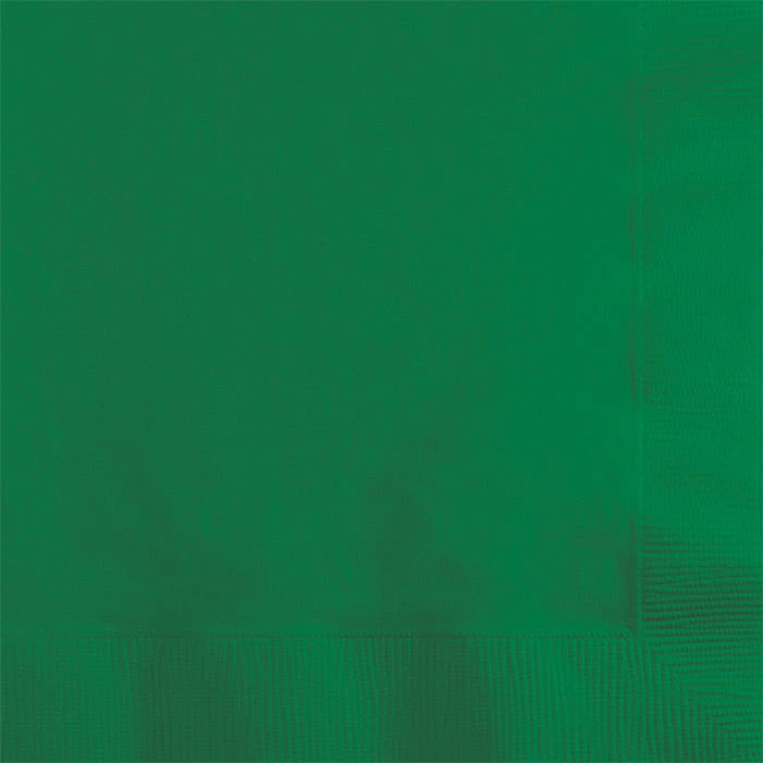 Creative Converting Solid Color Tableware Emerald Green Beverage Napkin 2Ply, 50 Ct