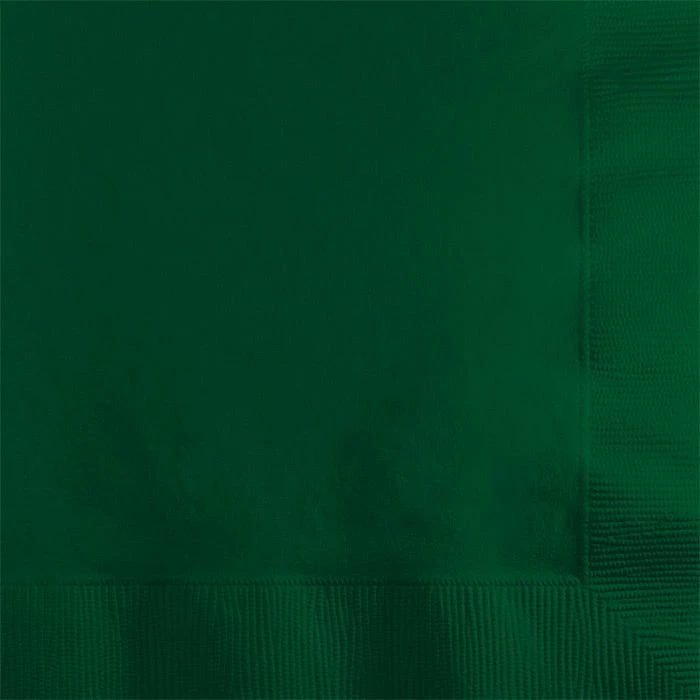 Creative Converting Solid Color Tableware Hunter Green Beverage Napkin 2Ply, 50 Ct