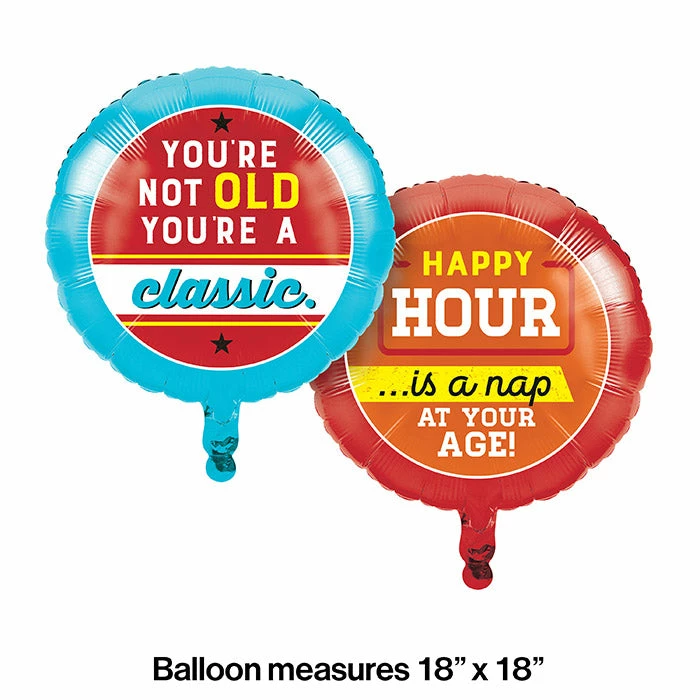 Creative Converting Adult Birthday Party Themes Age Humor Metallic Balloon 18", Classic