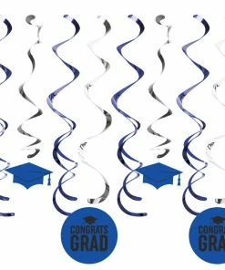 Creative Converting Cobalt Blue Graduation Dizzy Danglers, 8 Ct Graduation Party Supplies