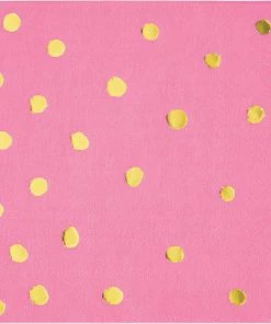 Creative Converting Toc Candy Pink Foil Beverage Napkin, 3Ply Foil Stamped, 16 Ct Solid Color Tableware